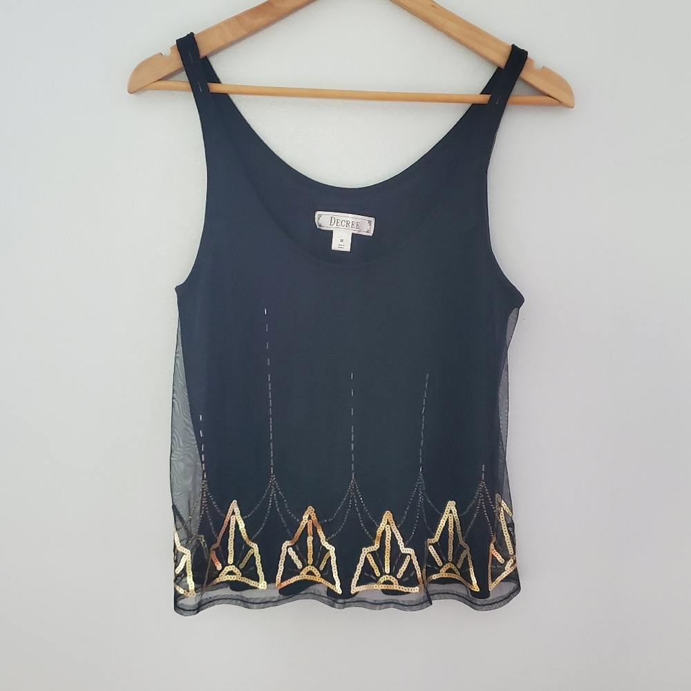 Decree layering tank sheer front beads size medium